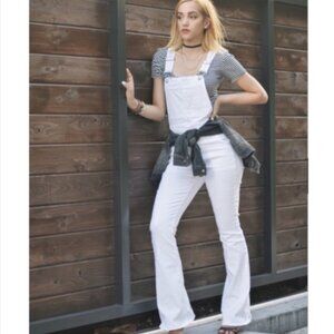 Gap 1969 Denim Overalls Bootcut Flare Stretch Tomboy White NEW Womens Petite XS